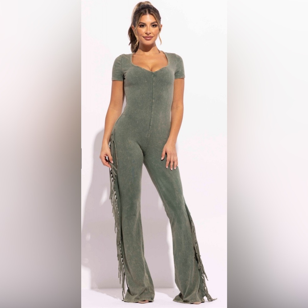 New Olive Jumpsuit. True to size, Medium Stretch. 100% cotton